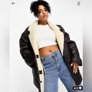 NWT Women’s ASOS DESIGN Curve Faux Suede Car Coat Size 3X Plus Size